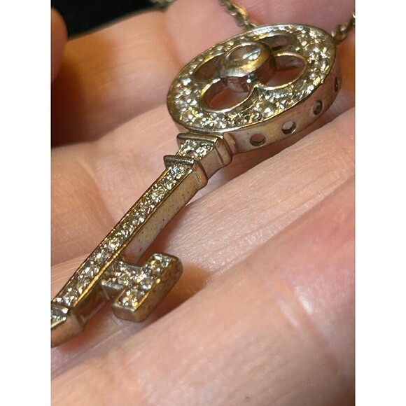 Gold Tone and Rhinestone Key Necklace - Picture 5 of 5